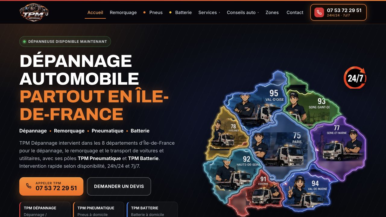 Capture du site de TPM Dépannage
