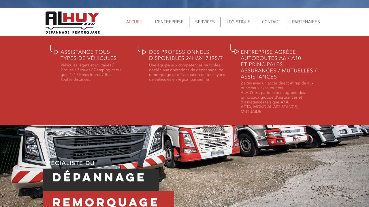 Capture du site de ALHUY Dépannage Remorquage