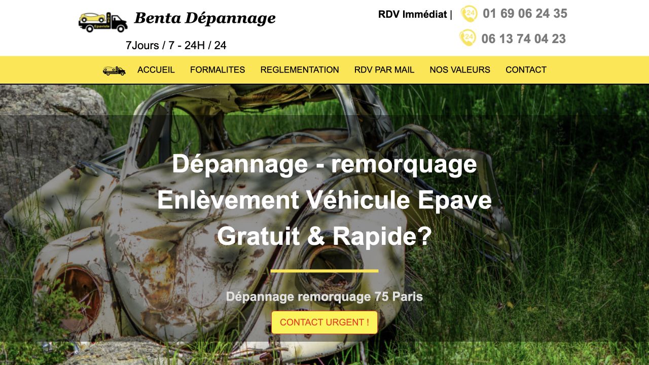 Capture du site de Benta Dépannage