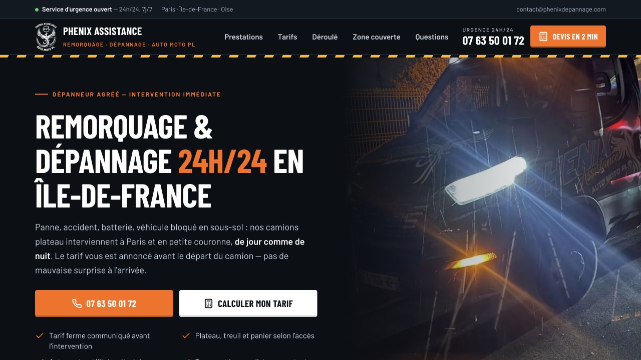Capture du site de Phenix Assistance