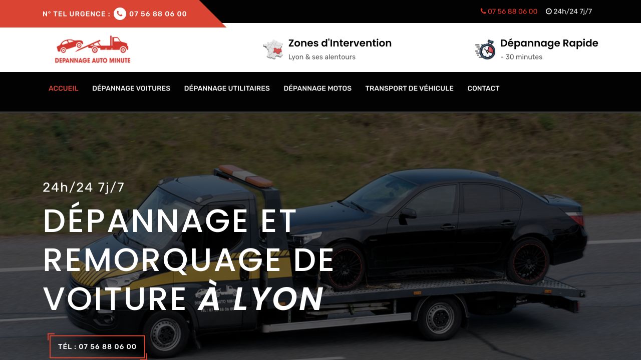 Capture du site de Dépannage Auto Minute