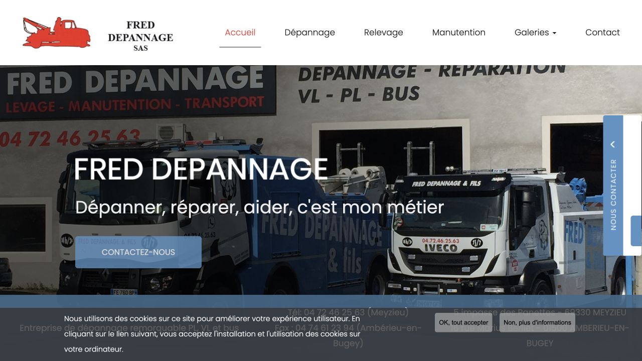 Capture du site de Fred Dépannage