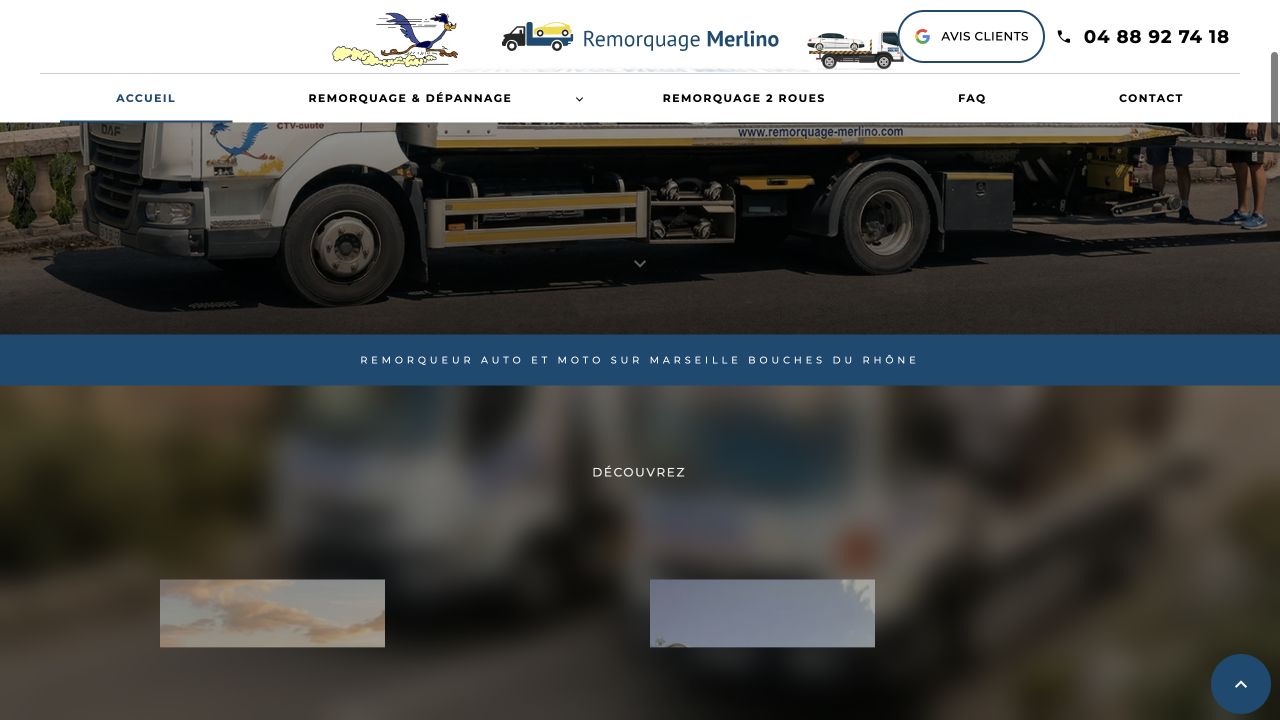 Capture du site de Remorquage Merlino — Remorquage LP