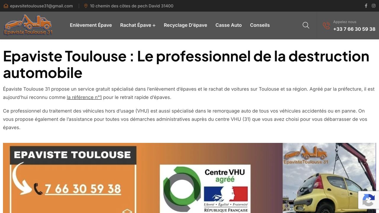 Capture du site de Épaviste Toulouse 31 — Ben Auto 31