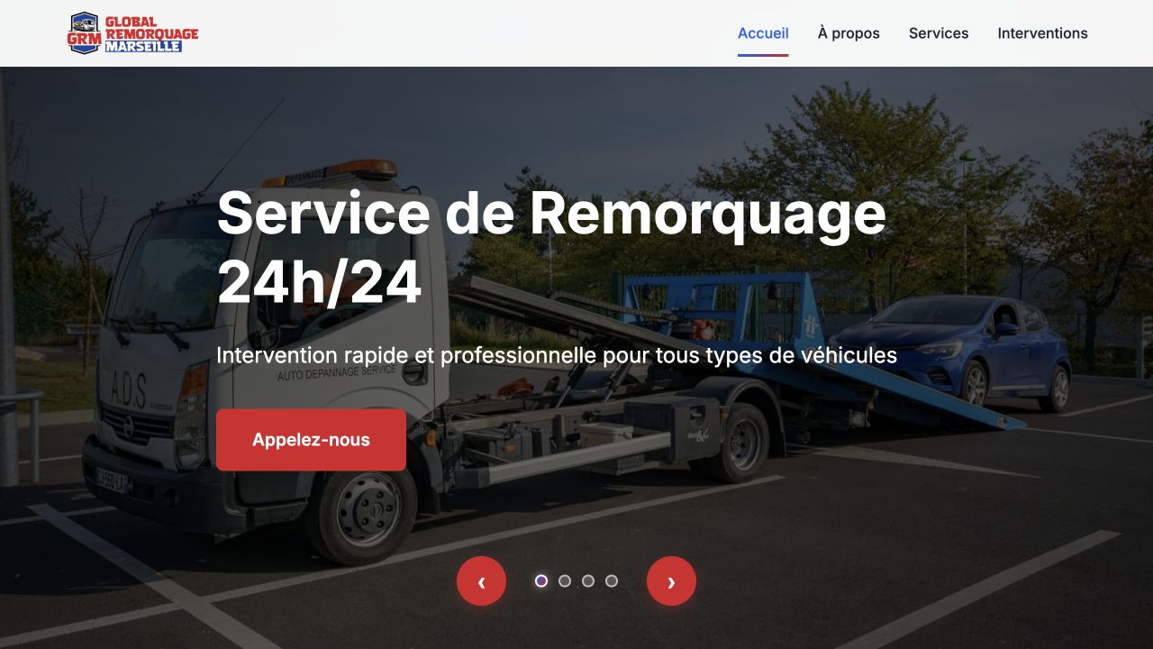 Capture du site de Global Remorquage Marseille