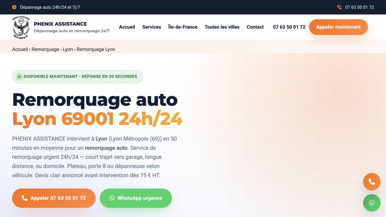 Capture du site de Phenix Assistance